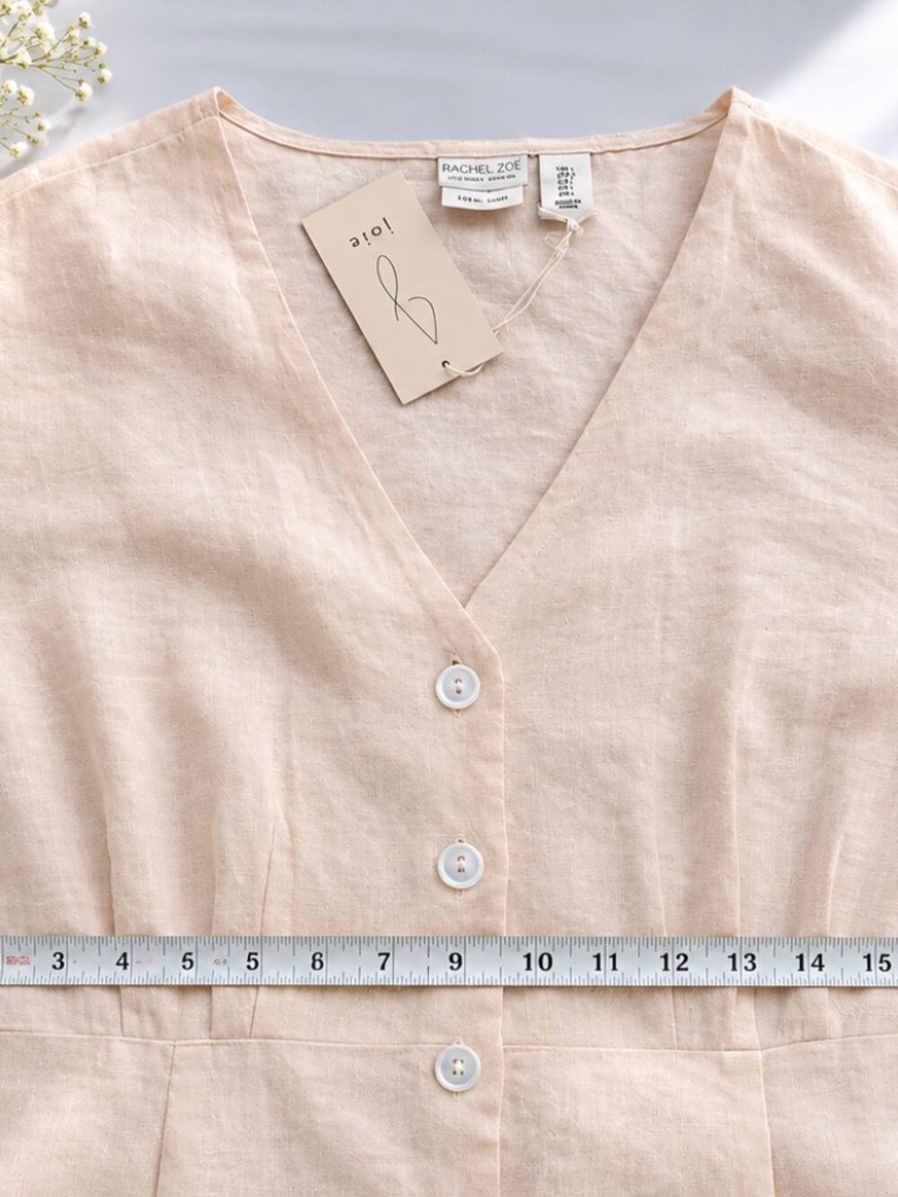 Rachel Zoe 100% Linen Button Front Midi Maxi Dress L Blush Pink Pockets NWT 50” - Picture 12 of 15